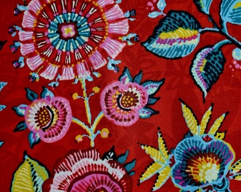 Fabric by the meter cotton "Encanto" red colorful flowers