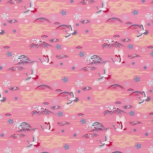 Fabric Cotton Poplin &quot;Crane&quot; pink Dress Fabric Decorative Fabric