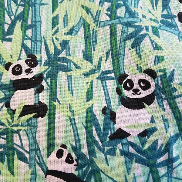 Tissu Cotton Meterware Panda Bamboo Vert Baby Zoo Robe Tissu Décoratif Tissu