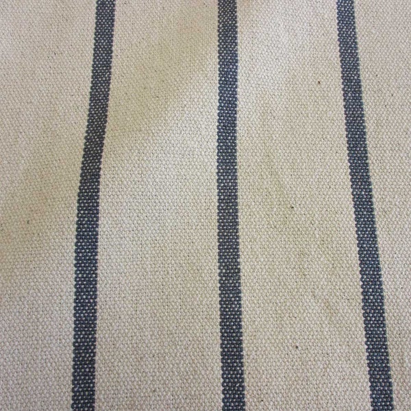 Fabric Cotton natural stripes grey Panama heavy