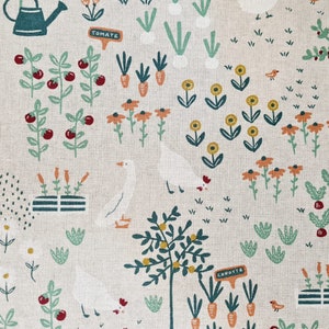 Fabric Meterage Cotton Fabric Natural &quot;Farmfresh&quot; Geese Vegetables Garden Bed Decorative Fabric