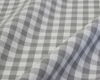 Cotton fabric farmer checkered grey white