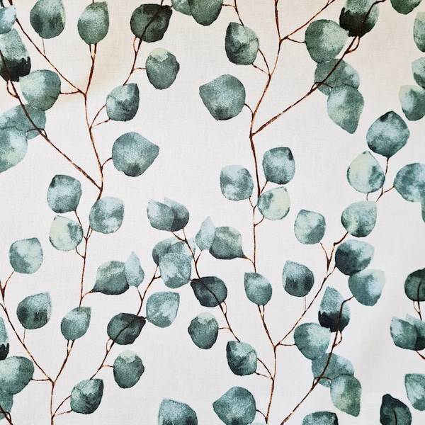 Fabric by the meter cotton easy-care eucalyptus Scandinavian ecru green