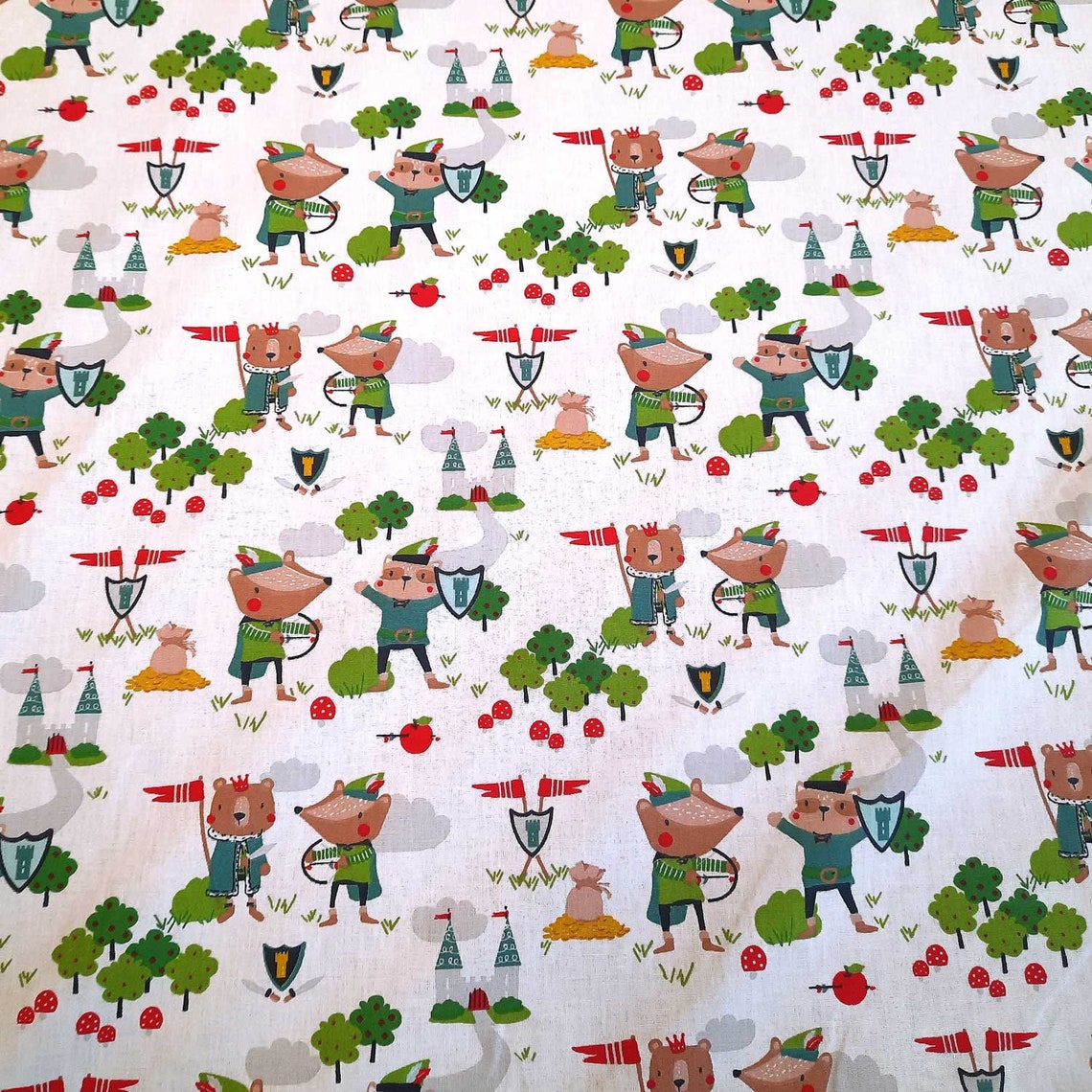 Fabric Cotton robin Robin Hood Children's Etsy