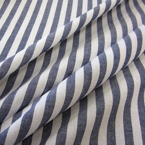 Fabric cotton fabric marine dark blue white stripes 1 cm