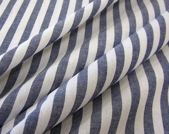 Fabric Cotton Fabric marine dark blue white Stripes 1 cm