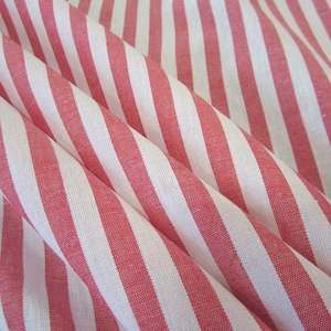 Fabric cotton red white stripes striped 1 cm