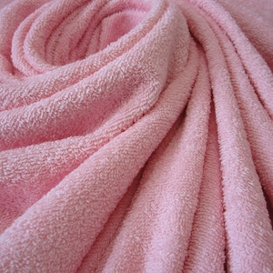 Fabric by the meter cotton terry cloth pink NEW
