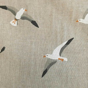Fabric by the meter cotton fabric easy-care seagulls natural