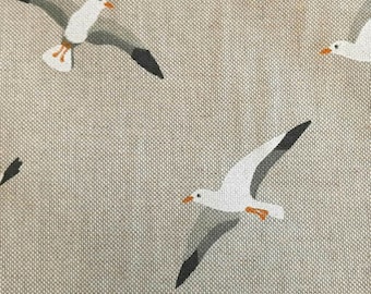 Fabric by the metre cotton fabric easy to care for seagulls nature