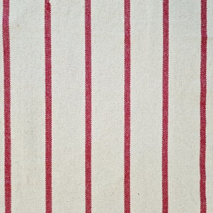 Fabric Cotton natural stripes red Panama heavy