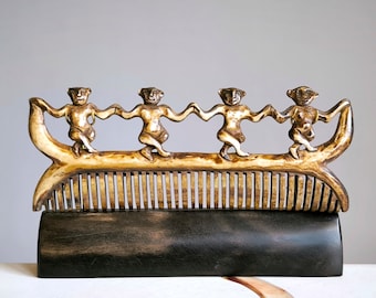Vintage tribal carved bone comb, Maluku islands