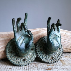 Buddha hand mudra, Vintage brass knob