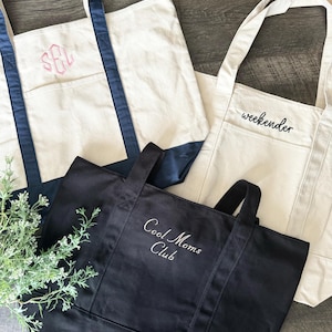 Personalized Canvas Tote, Ironic Boat Bag, Monogram Canvas Tote Bag, Custom Tote Bag, Preppy Embroidered Tote Bag, Funny 90s Style Tote Bag