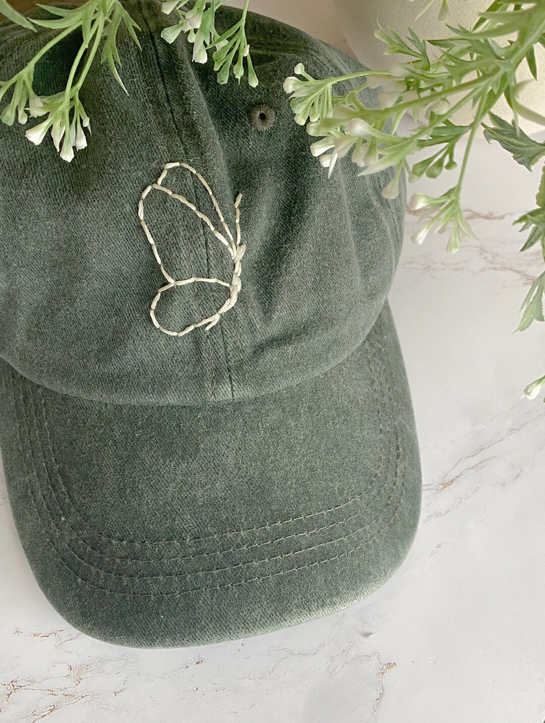 Distressed Butterfly Hand-embroidered Baseball Cap 
