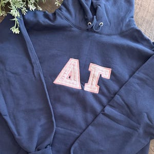 Custom Sorority Greek Letter Applique Embroidered Sweatshirt,  Personalized Sorority Apparel, Sorority Gift, Embroidered Sweatshirt, gifts