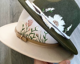 Custom Made to Order Hand Embroidered Wide Brim Felt Hat - Etsy display picture 2