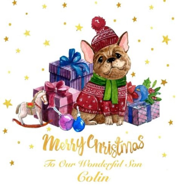 Popular items for pet christmas cards on etsy Handmade PERSONALISED Christmas Card DOG With PRESENTS | Etsy