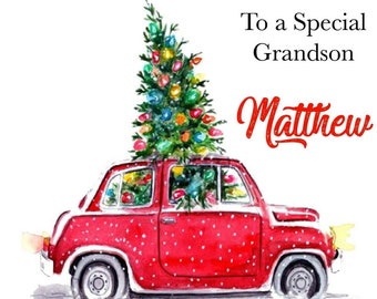Personalised Christmas Card 'Driving home for Christmas' Son Daughter Grandson..