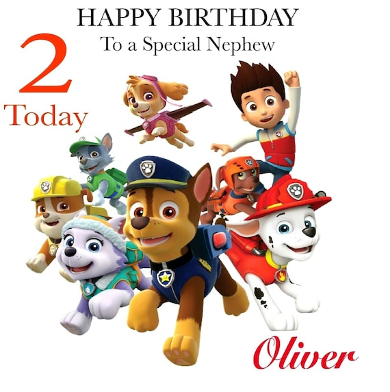 any name age boy girl son Personalised Paw Patrol Birthday or Christmas Card 