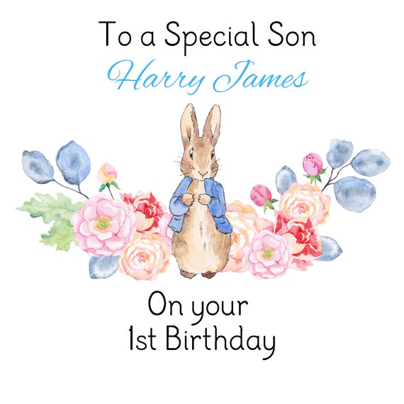 Brother etc PERSONALISED PETER RABBIT Birthday Card Son Grandson