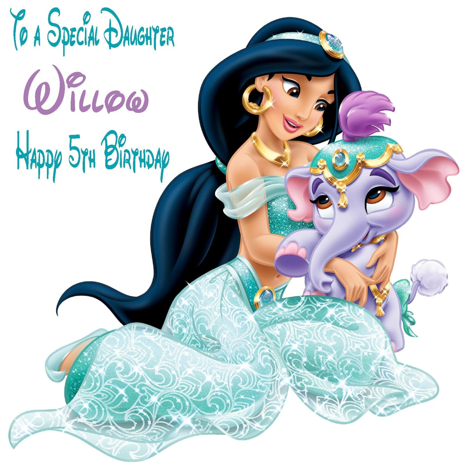 Personalised Princess Jasmine Birthday Card Daughter Sister - Etsy UK