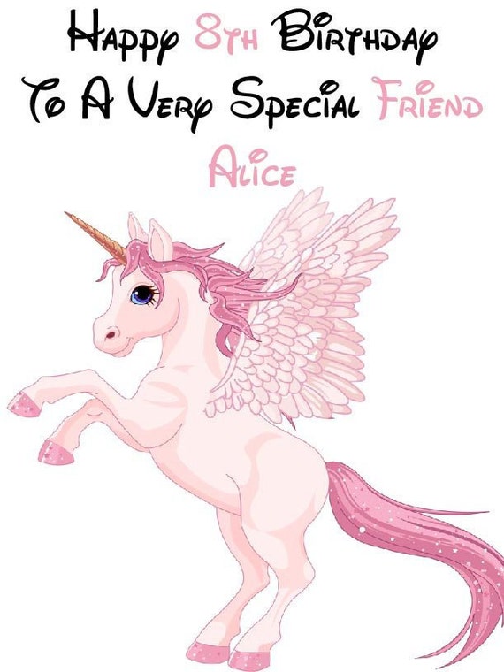 CHILDREN BIRTHDAY CARD HANDMADE PERSONALISED STANDING UNICORN HORSE GIRLS