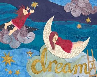 Dream on a Cloud, Reach for the Stars Original Collage