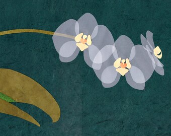 White Orchids blank printed notecard & A2 envelope