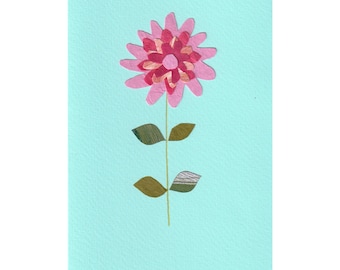 Simple Pink Flower Handmade Collage Card