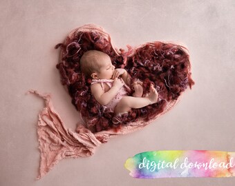 Newborn Photography Prop Background,  Digital Download, Pink Heart Digital Background, 300dpi JPG