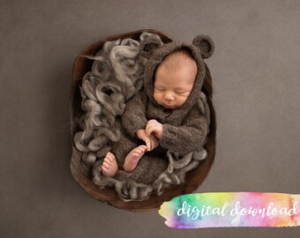 Newborn Photography Prop Background,  Digital Download, Neutral Brown Wool Digital Background, 300dpi JPG