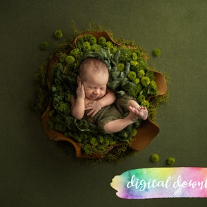 Newborn Photography Prop Background, Digital Download, Organic Floral Green Digital Background, 300dpi JPG image 1