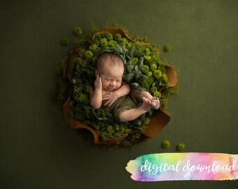 Newborn Photography Prop Background,  Digital Download, Organic Floral Green Digital Background, 300dpi JPG