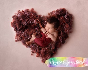 Newborn Photography Prop Background,  Digital Download, Red Heart Digital Background, 300dpi JPG