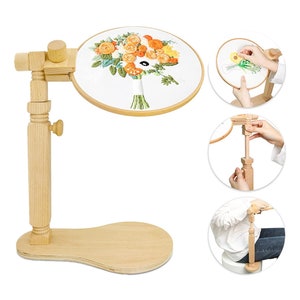 Rotated Wooden Embroidery Lap Stand for Any Hoops- Cross Stitch Stand for Quilting -Seat Frame Embroidery Workshop Available