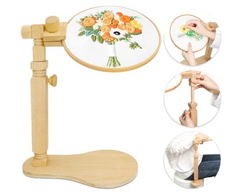 Rotated Wooden Embroidery Lap Stand for Any Hoops- Cross Stitch Stand for Quilting -Seat Frame Embroidery Workshop Available