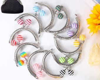 5 Pcs Purse Clasps Random Colorful Striped Metal Kiss Lock Purse Frames - 8.5cm/3.35 Inch Vintage Clasps for DIY Coin Purse Making