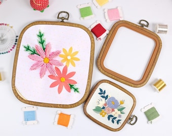 Square Embroidery Hoop Clip Frame Set of 3, ABS Universal Embroidery Ring for Cross Stitch, Quilting, Punch Needle & Sewing Projects
