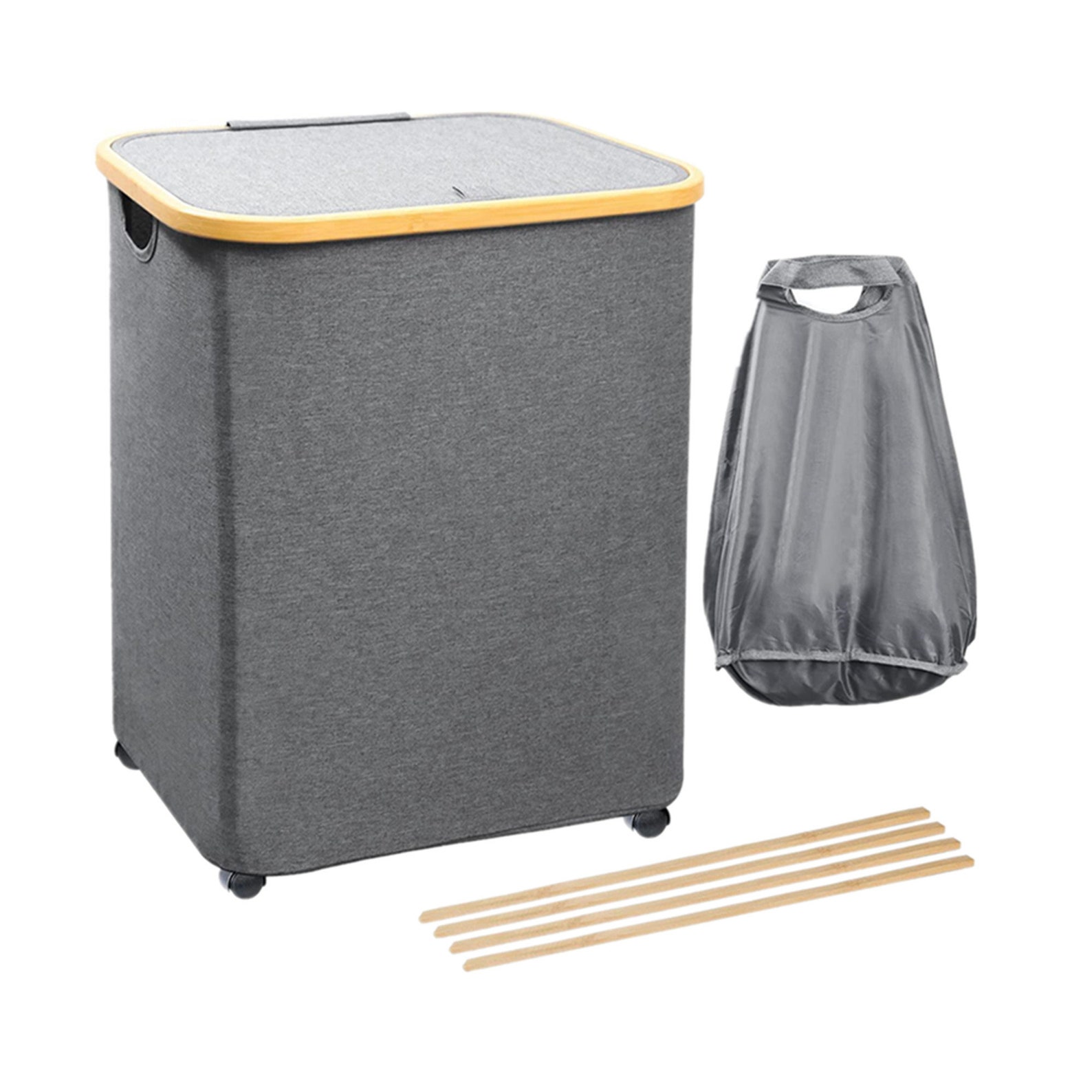 Large Laundry Hamper With Removable Mesh Bag 72L Bamboo Etsy
