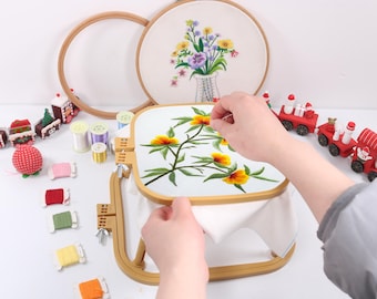 1Pc Double Layer Desktop Embroidery Hoop Stand, ABS Durable Cross Stitch Embroidery Frame for Hand Embroidery Sewing Craft
