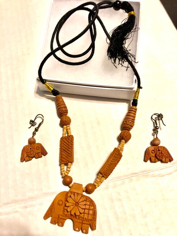 Pottery Necklace and Earrings made in India - image 1
