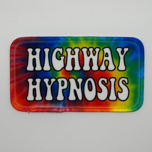 4.25&quot; x 2.5&quot; Patch | Highway Hypnosis Tie Dye printed Patch | Iron or stitch | Gift | Jean Hat Patch | Washable | BMFS Strings Fan Art | 33