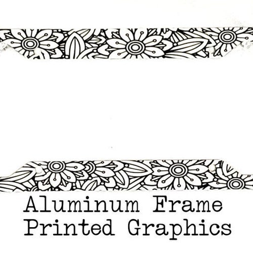 Floral Pattern License Plate Frame Blue Flowers Car Tag Etsy