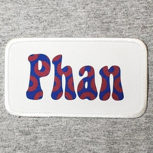 4.25&quot; x 2.5&quot; Patch |  Red Donut Phan Printed Patch | Iron or stitch | Gift | Jean Patch | washable | Red Donut Phishy Themed| Fan Art