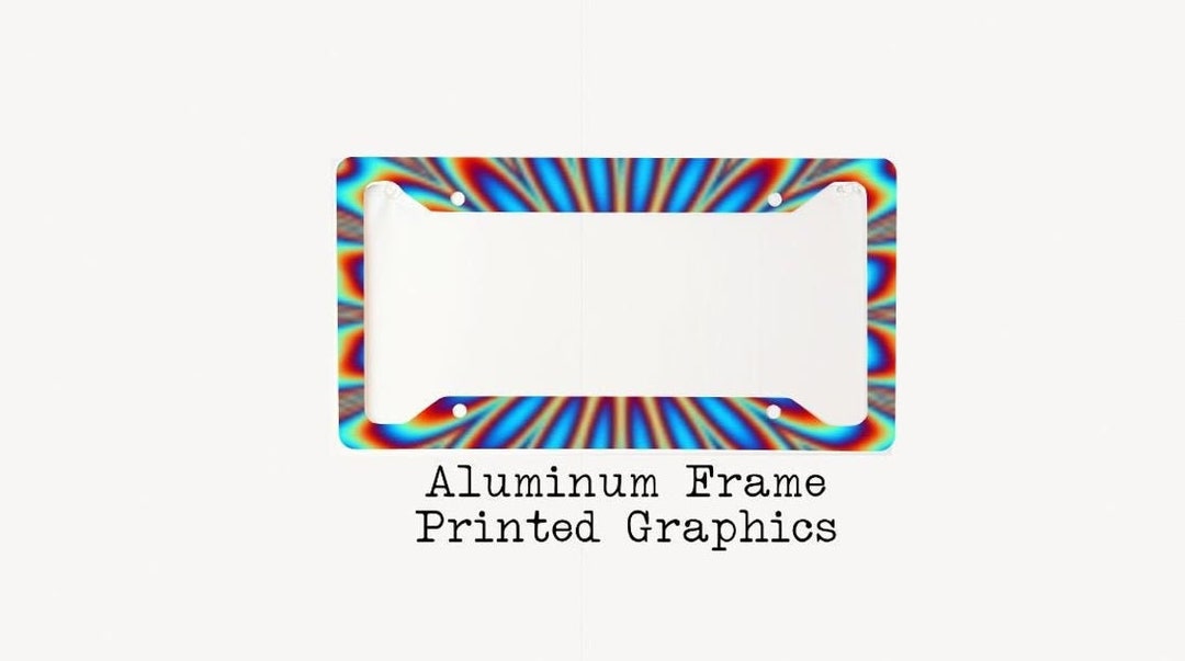 Psychedelic Blur License Plate Frame Aluminum Trippy Hippe Boho Chic