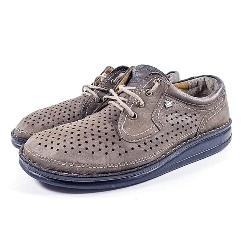 Finn Comfort Baden Perforated Brown Leather Shoes Etsy