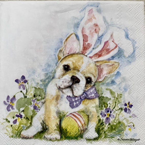 French Bulldog Weddings 2 Paper Napkins for Decoupage Parties 