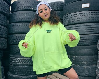 Neon Green Butterfly Hoodie