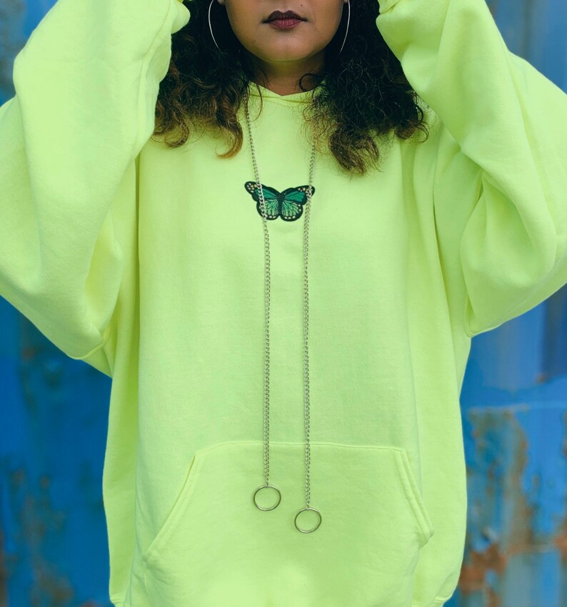 Neon Green Butterfly Hoodie image 5